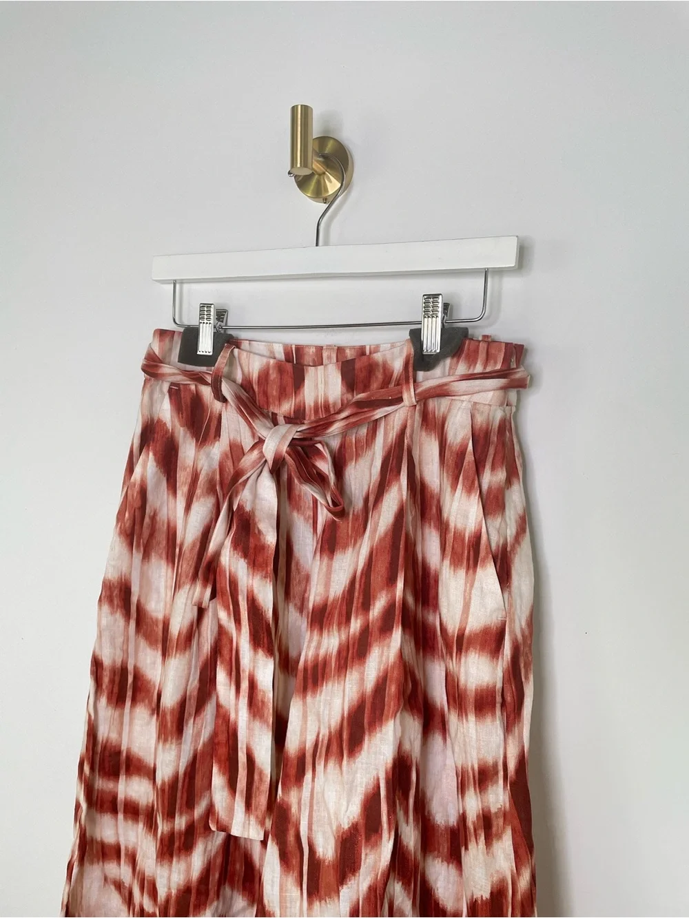 Boho Coastal | Banana Republic Linen Palazzzo Pants Meridian Rust Cream Tie Dye